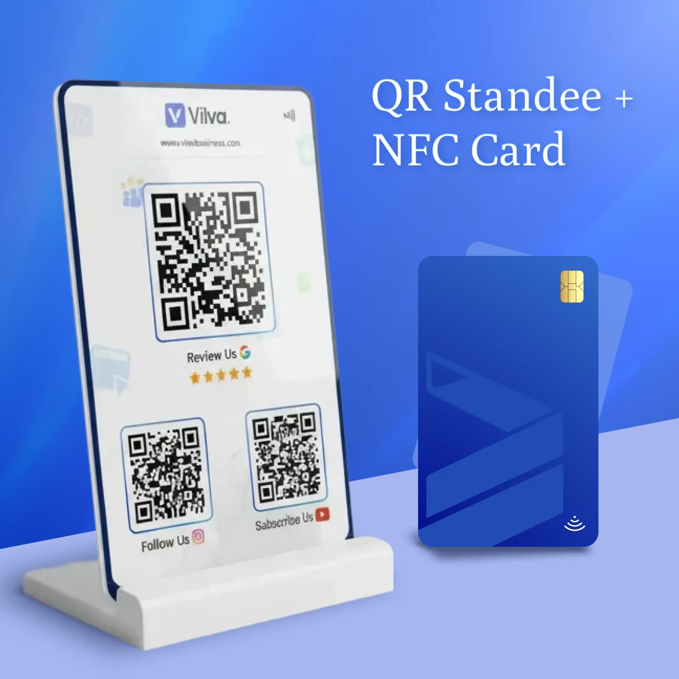 Review QR Standee + NFC Visiting Card